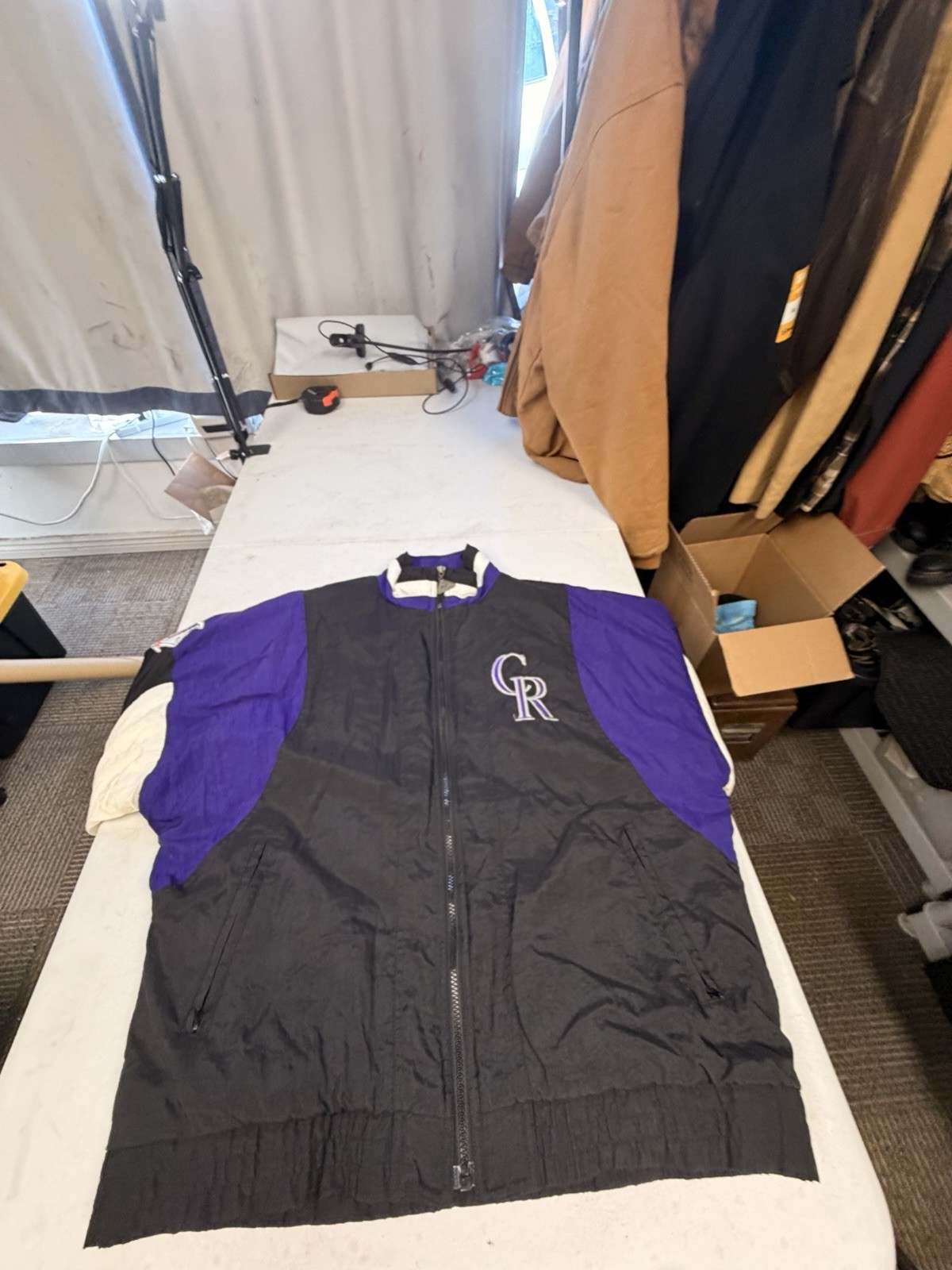 VTG Colorado Rockies Windbreaker Jacket Mens Medium Black Purple MLB Apex VTG Colorado Rockies Windbreaker Jacket Mens Medium Black Purple MLB Apex