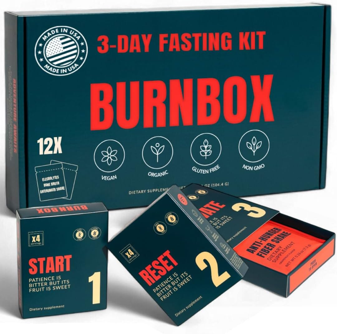 BURNBOX 3 Day Fasting Kit - Fiber, Electrolytes & Bone Broth, 12 Packs BURNBOX 3 Day Fasting Kit - Fiber, Electrolytes & Bone Broth, 12 Packs
