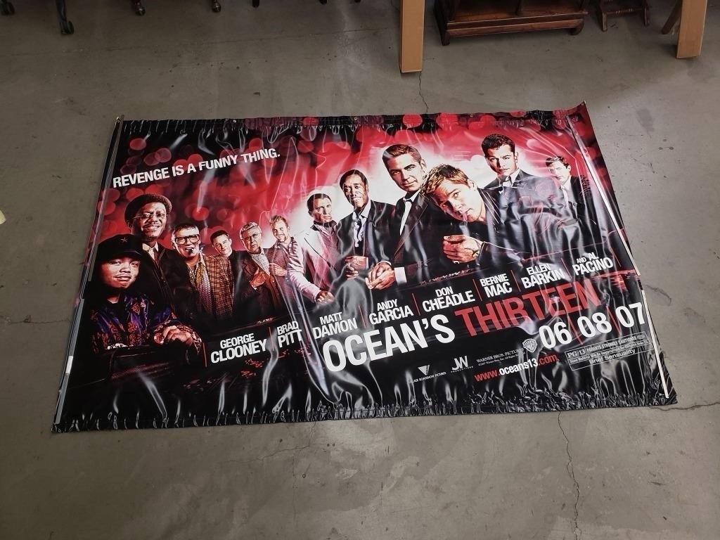 OCEAN'S THIRTEEN ORIGINAL THEATRICAL VINYL BANNER 60x95 WEINTRAUB ESTATE MASSIVE