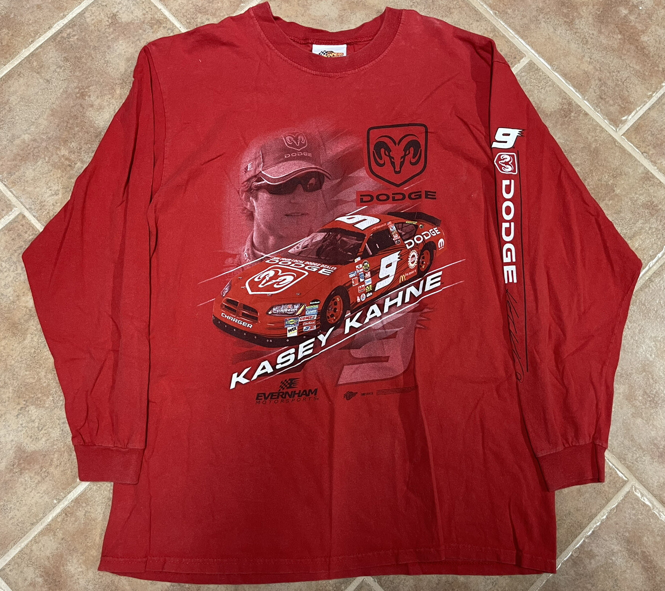 Vintage 2005 Kasey Kahne Winners Circle Dodge NASCAR Full Print Shirt Mens XL