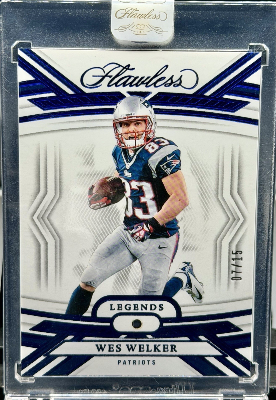 2023 Flawless Wes Welker💎Sapphire Encased Gemstone Hologram,SSP/15⭐️Patriots
