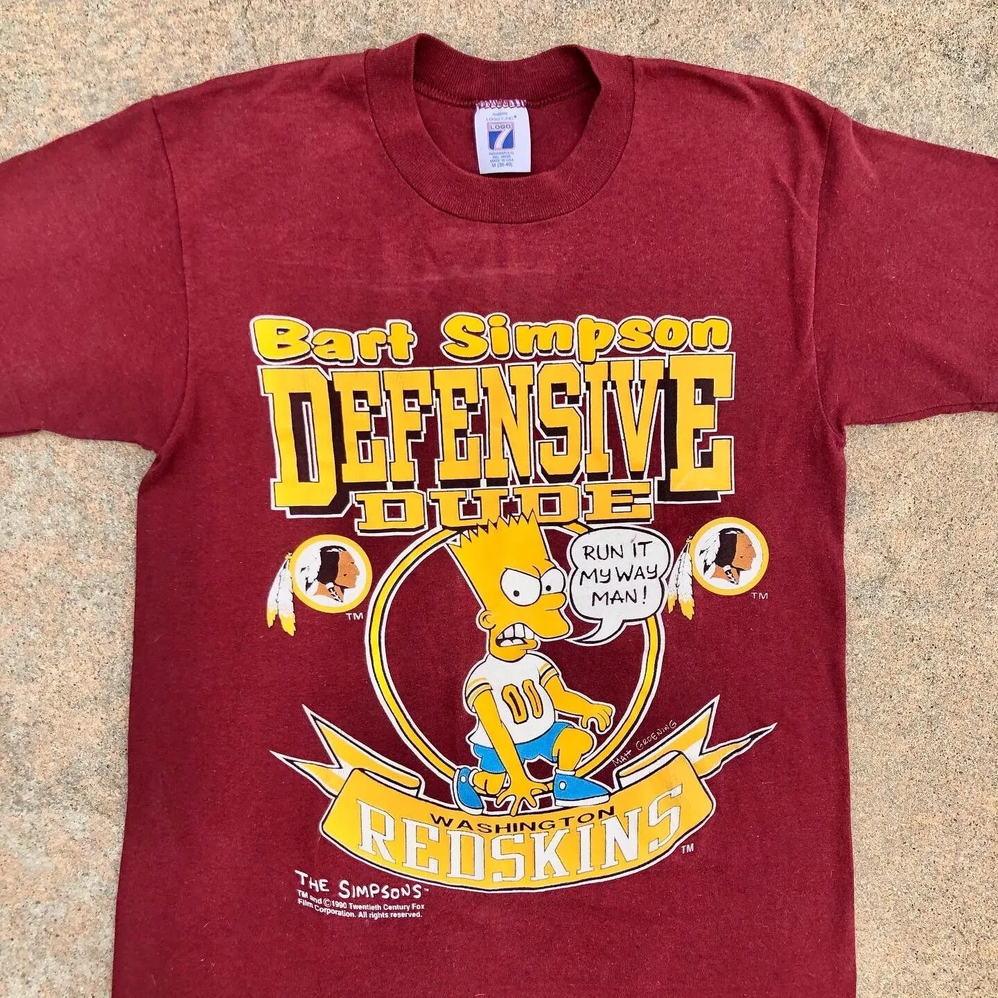 Remake Bart Simpson Redskins Shirt 1990 Retro style T shirt vtg HN1749
