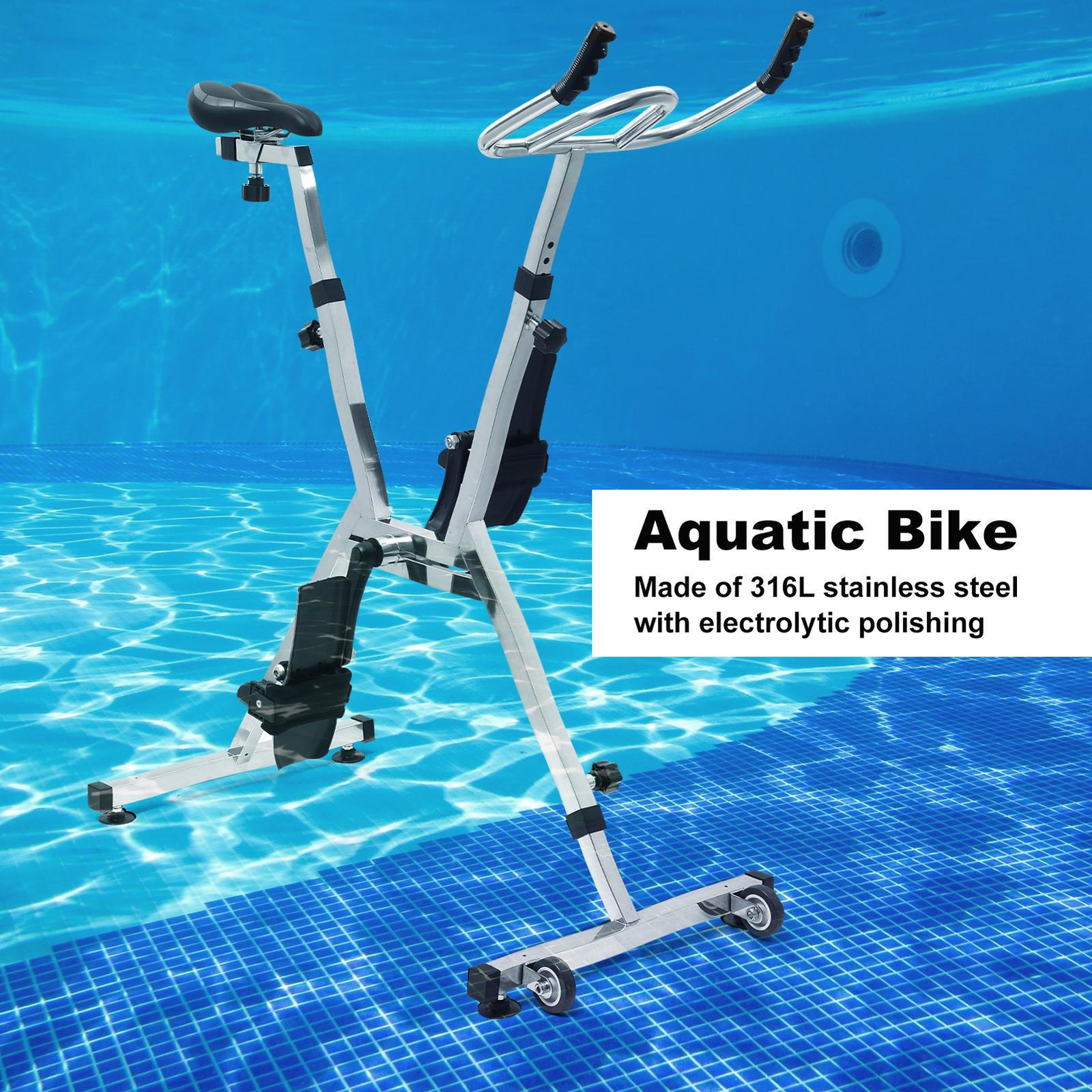 Stainless Steel Aquatic Bike Underwater Bicycle Pool Exercise Fitness Equipment