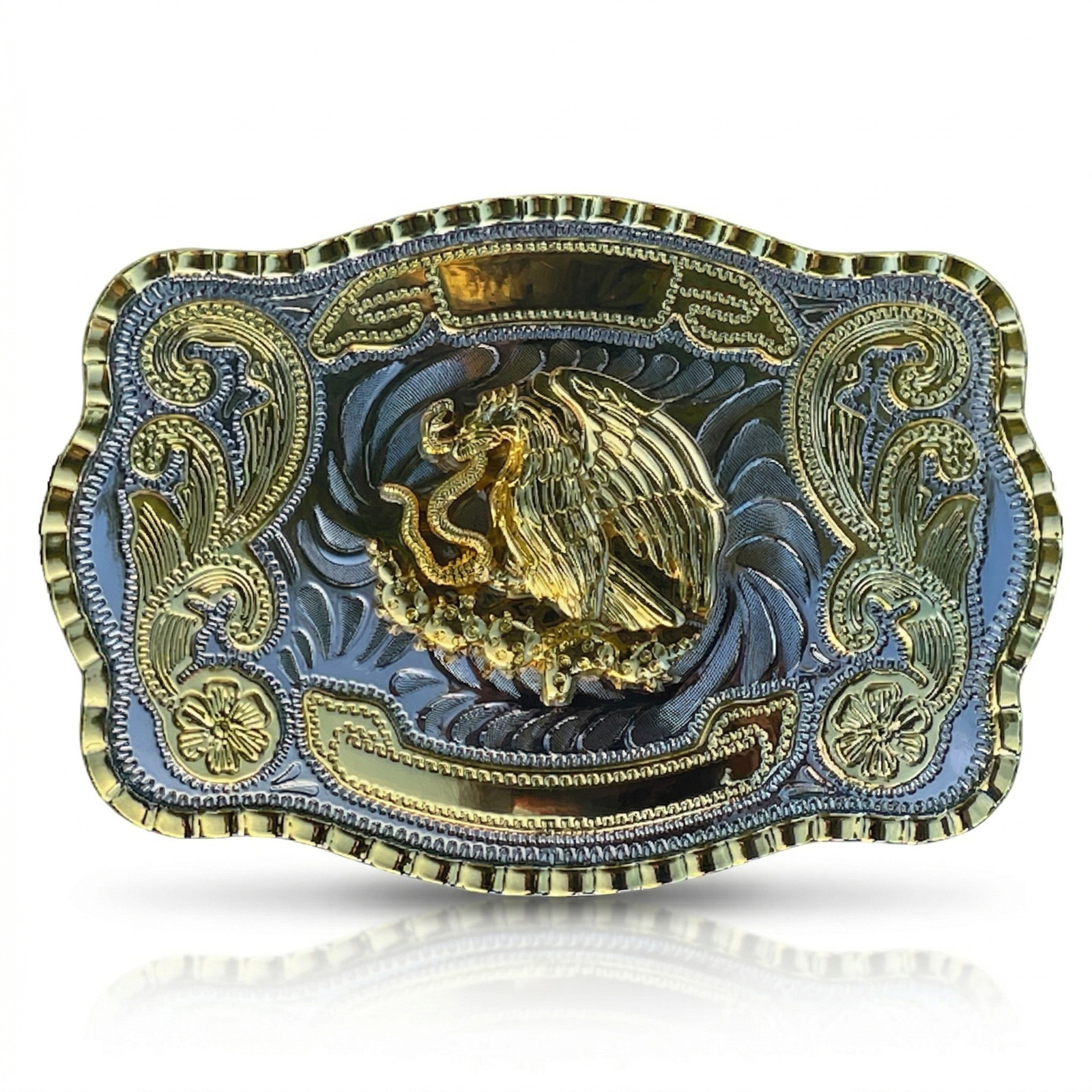 Large Mexican Emblem Western Belt Buckle, Hebilla Mexicana