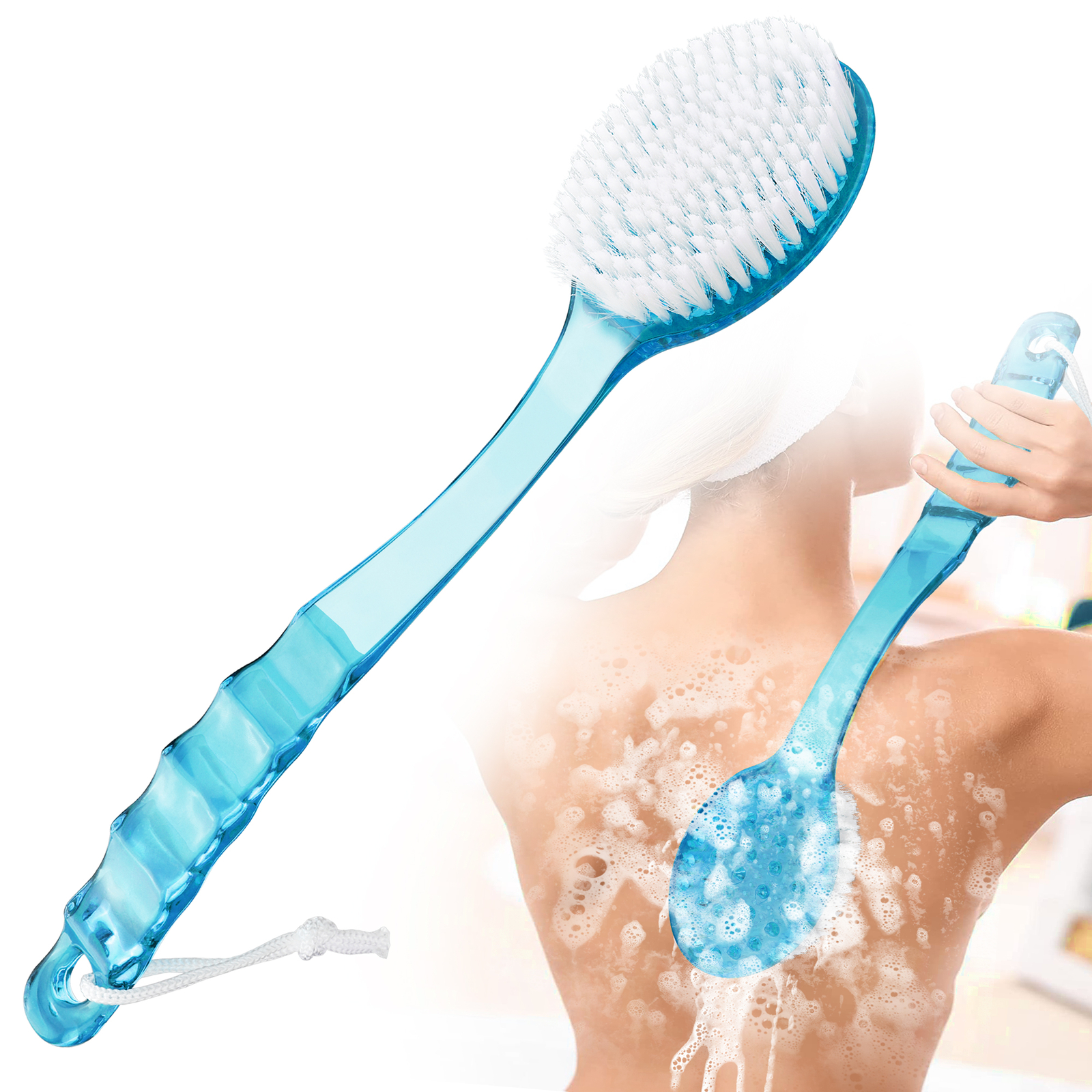 Long Handle Bath Body Brush Soft Back Shower Exfoliating Skin Scrubber Massager