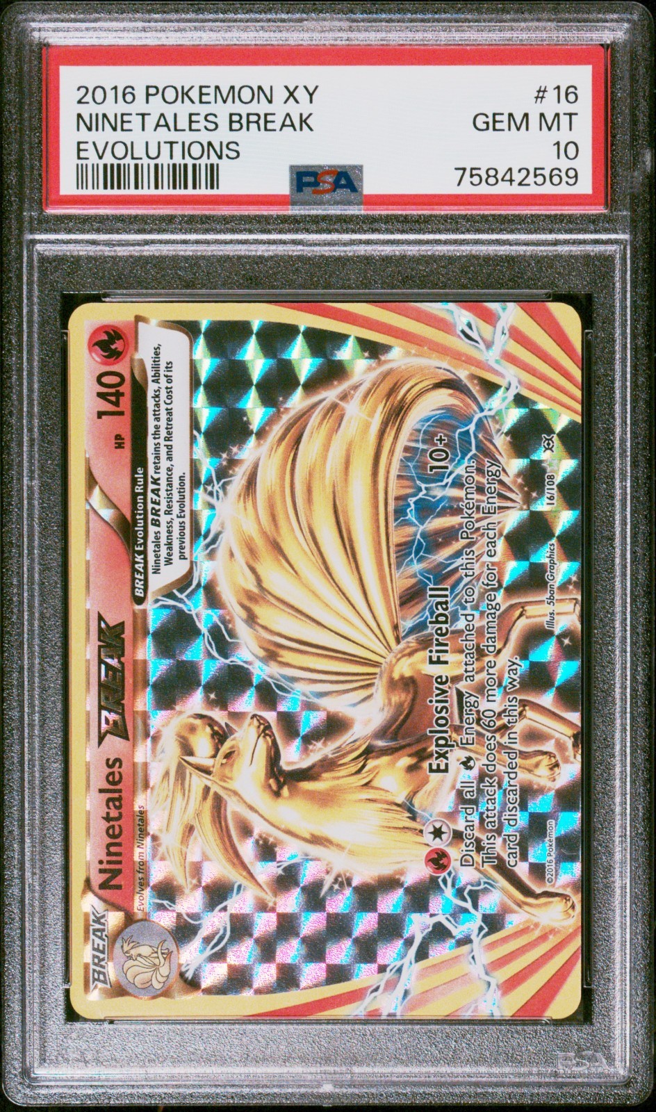 PSA 10 Ninetales BREAK #16 Holo 2016 Pokemon XY Evolutions PSA 10 Ninetales BREAK #16 Holo 2016 Pokemon XY Evolutions