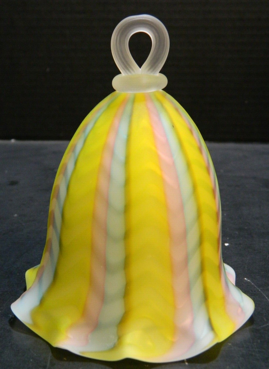 Antique Mt. Washington Rainbow Mother Of Pearl Satin Herringbone Whimsy Bell Exc