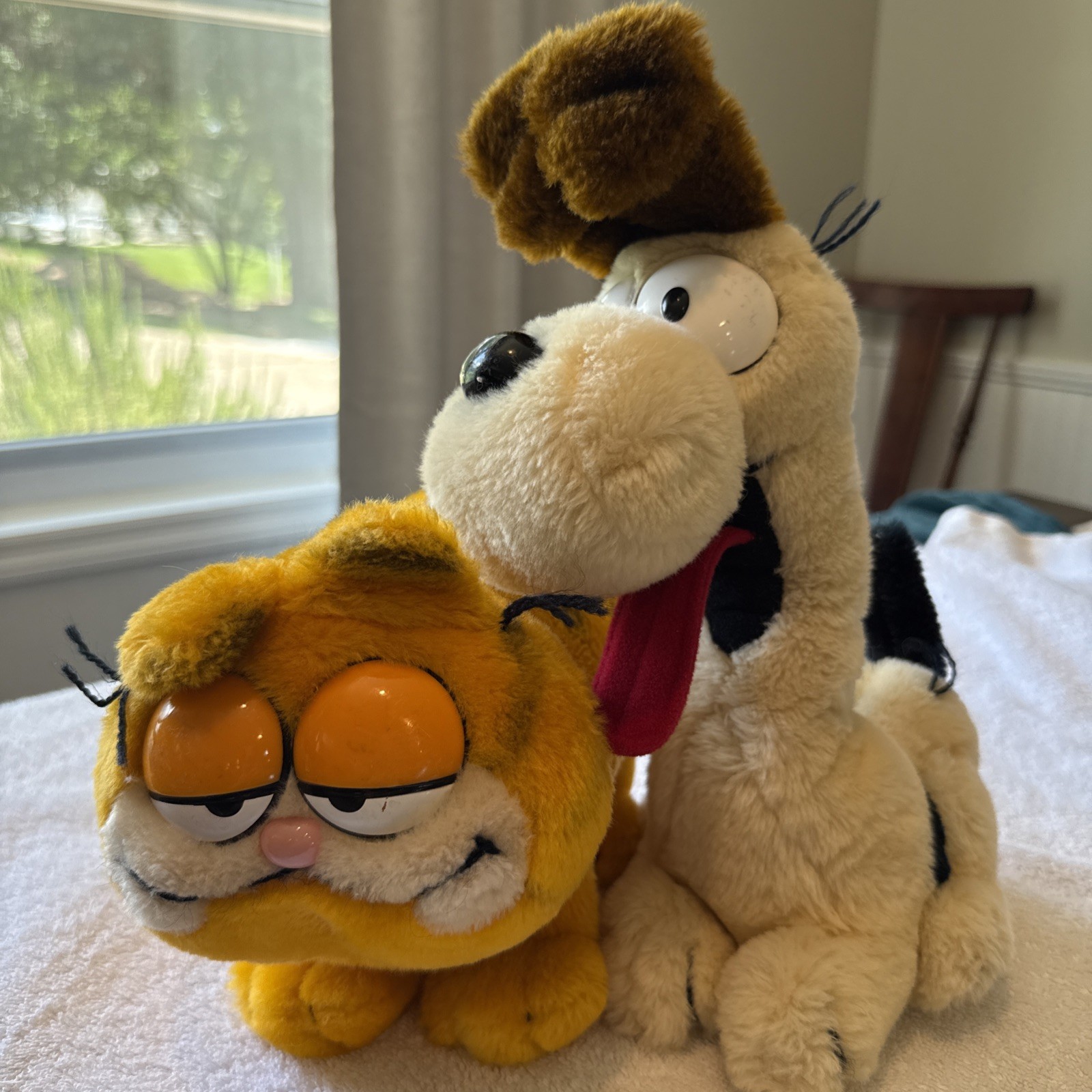 Vtg 1981, 1983 Odie & Garfield Plush Toys Fun Farm Standing Garfield Not Sitting