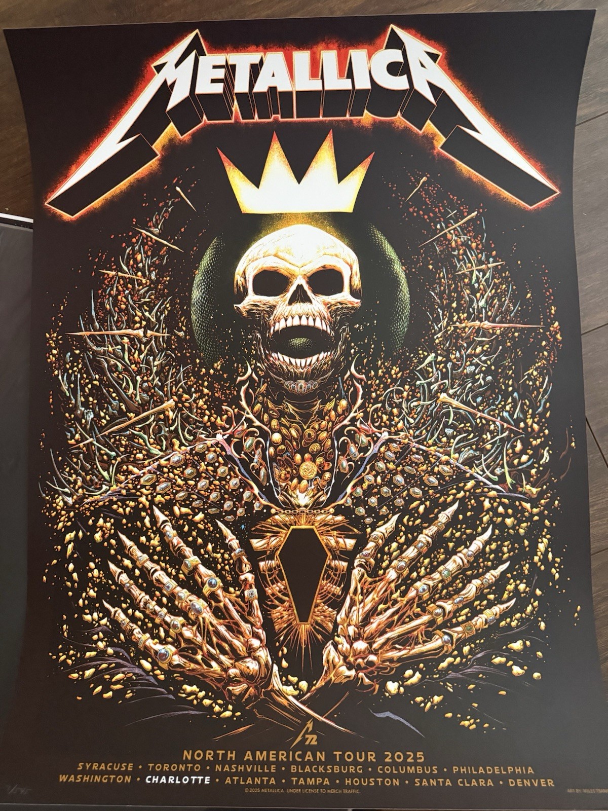 Miles Tsang Metallica Poster M72 Tour  2025 Signed Artist Proof #7/545 RARE