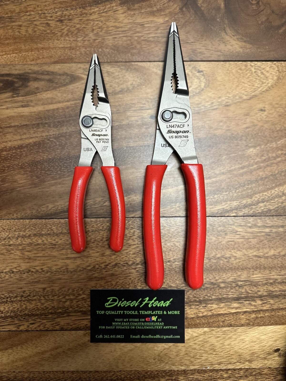 *NEW* Snap On LN47ACF & LN46ACF Needle Nose/Slip-Joint Combination RED Plier Set