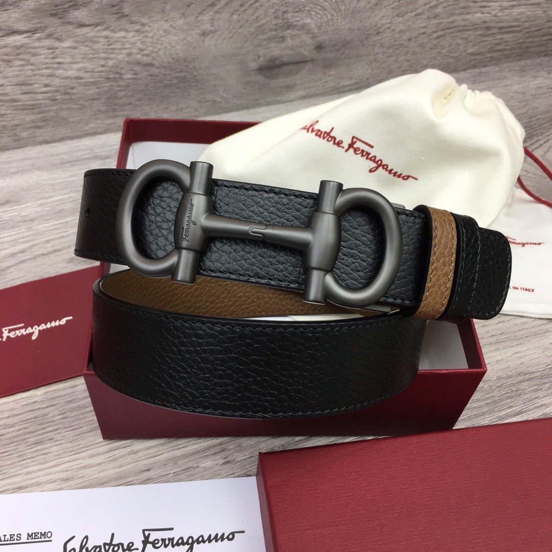 Salvatore Ferragamo Gancini Men's Reversible Leather Belt
