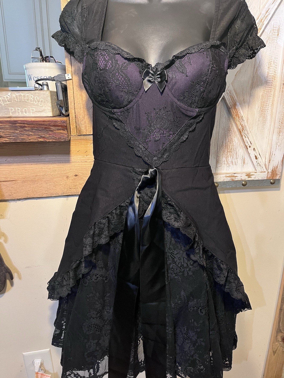 Killstar Kaira Maiden Witch Gothic Punk Alternative Lace Blk/Purple Boost Dress