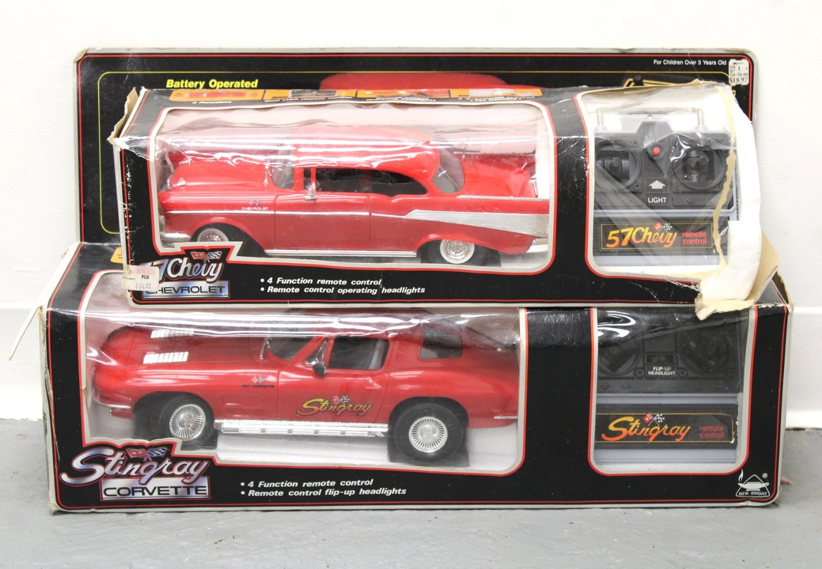 Vintage 1986 New Bright RC 57 Chevy Corvette Stingray NIB Untested Lot of 2