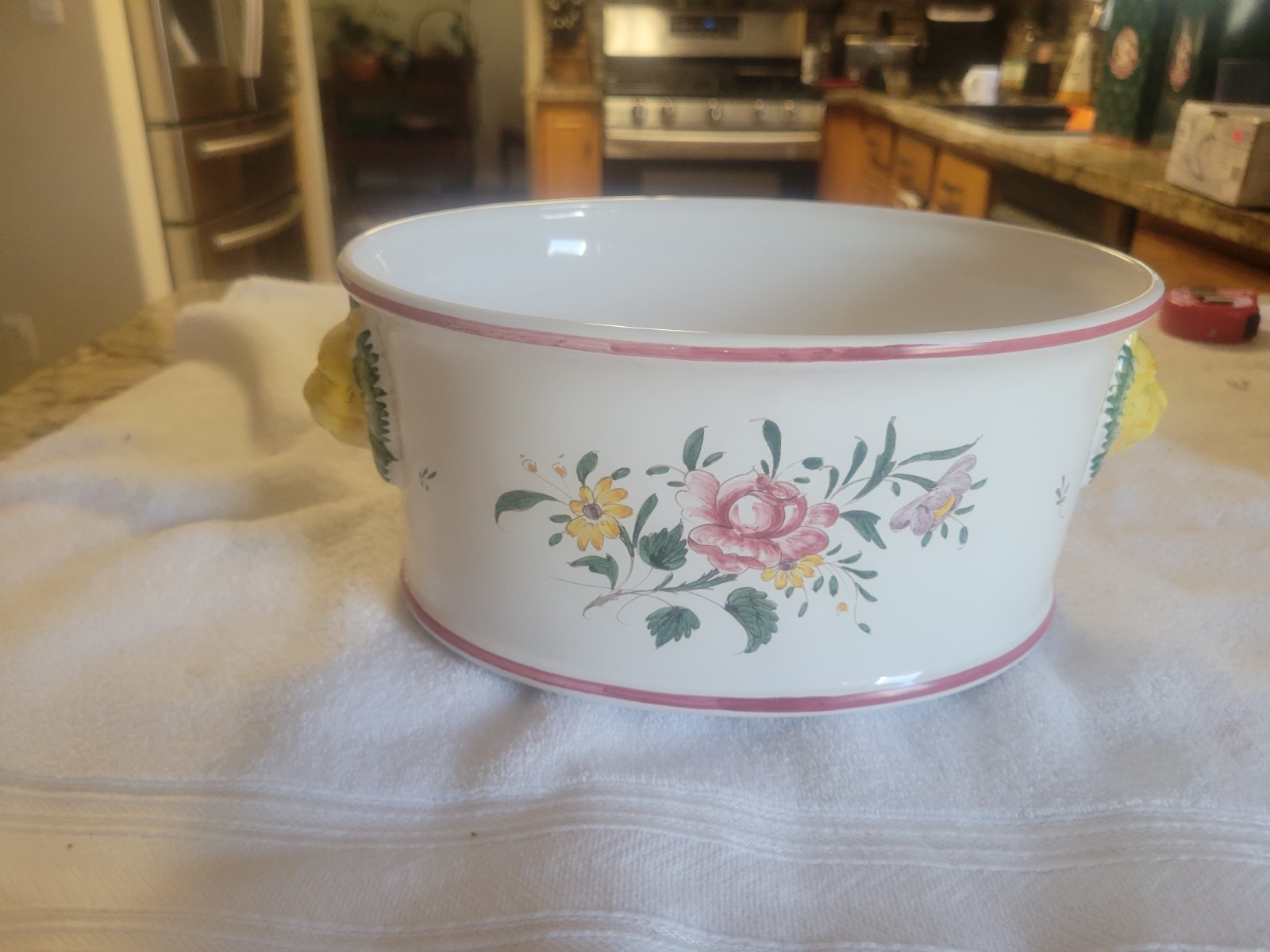 Vintage Michel Féret à Moustiers French Faience Cachepot – Hand-Painted...