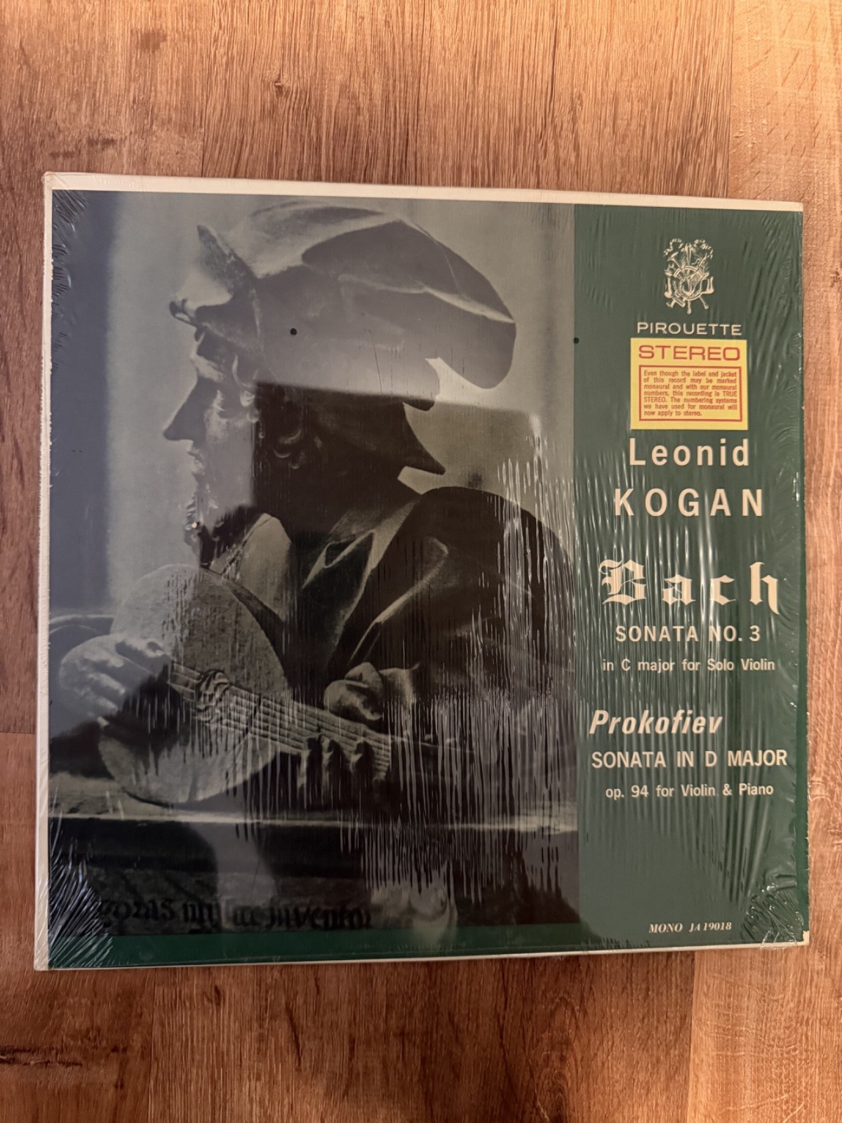 Leonid Kogan Bach Sonata 3 Prokofiev Sonata in D Vinyl LP Pirouette JAS 19018 Leonid Kogan Bach Sonata 3 Prokofiev Sonata in D Vinyl LP Pirouette JAS 19018