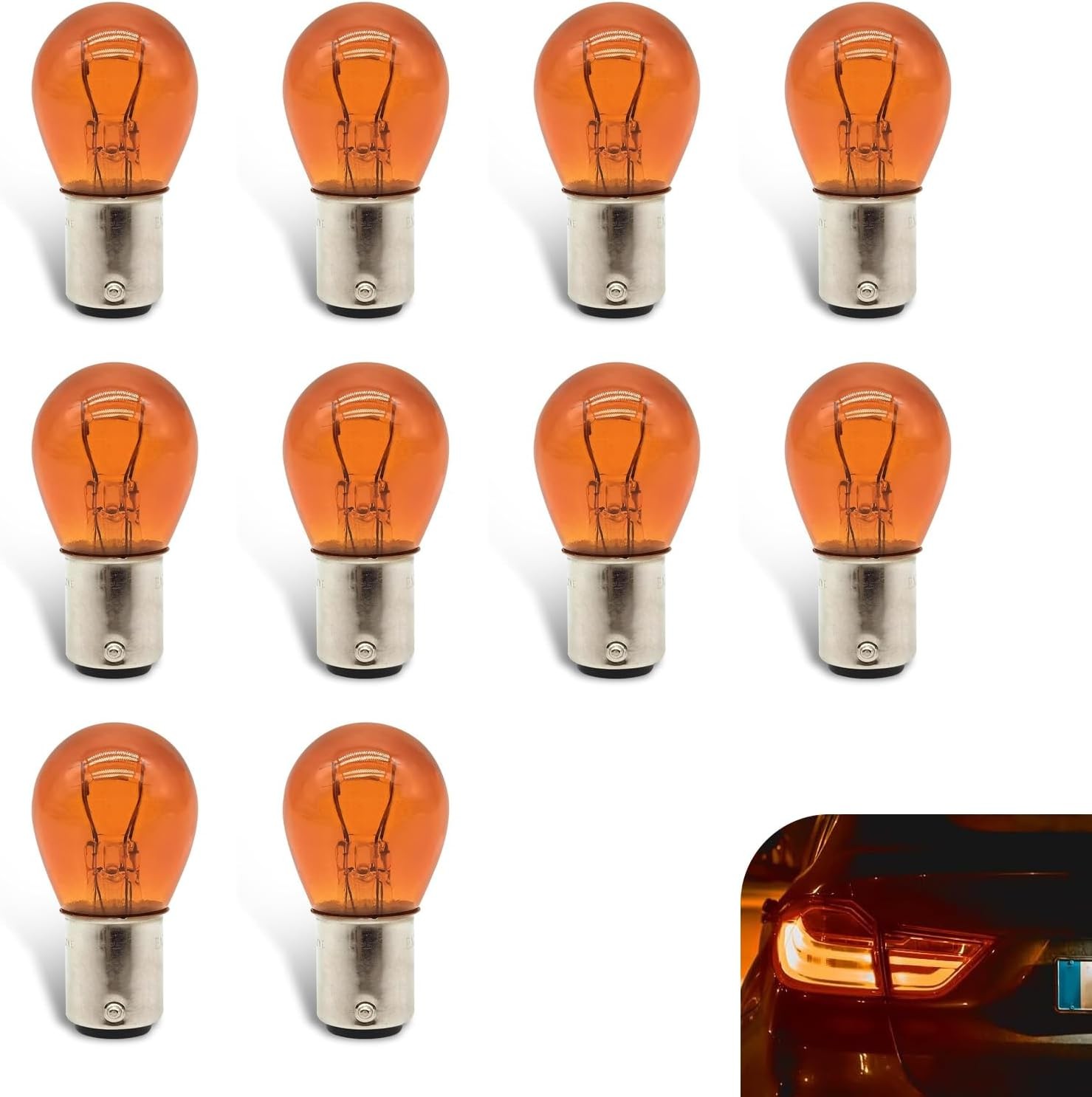 10 PCS 1157 P21/5W S25 BAY15D Amber Brake Light Bulbs Halogen Turn Signal