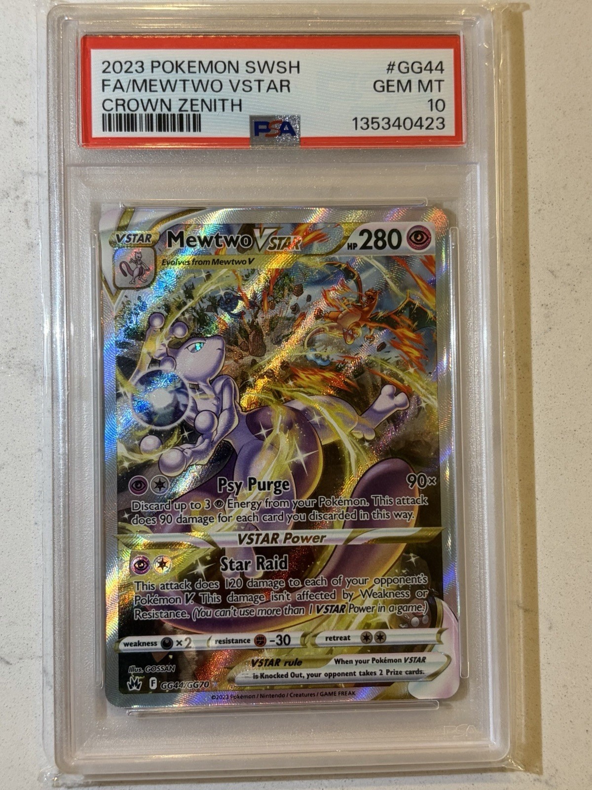 Pokemon 2023 Crown Zenith Galarian Gallery Mewtwo VSTAR GG44/GG70 PSA 10