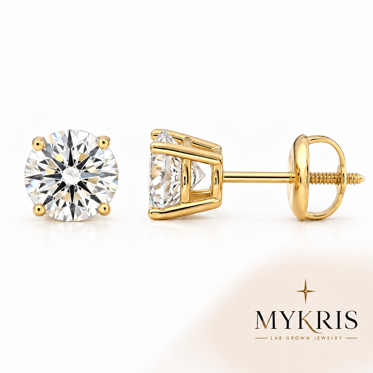 MYKRIS Lab Grown Diamond Stud Earring 1-10 CTTW 14K Gold ScrewBack : $390-$2,890