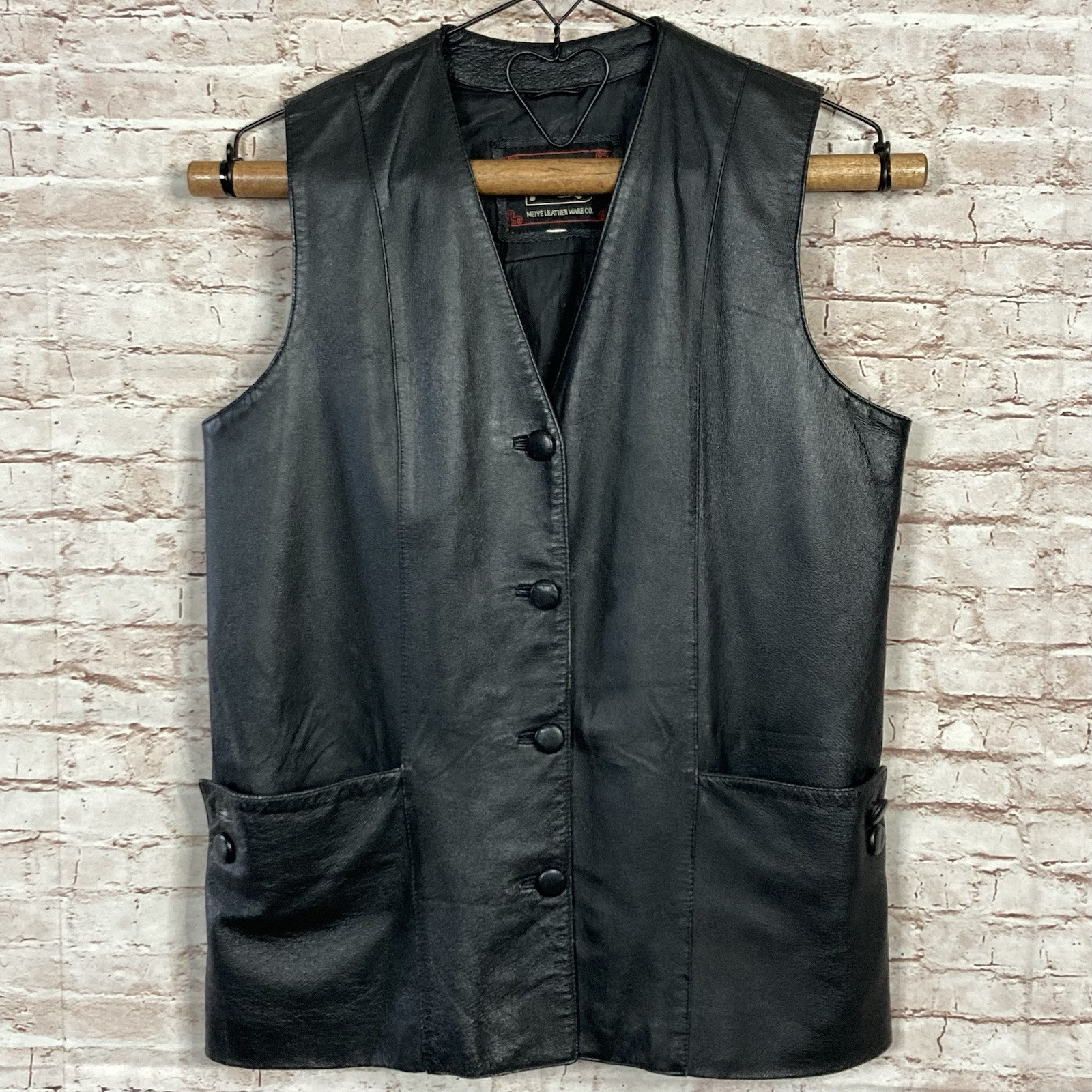 Vintage Meiye leather Ware Ladies Western Long Vest Genuine Leather Button Up Vintage Meiye leather Ware Ladies Western Long Vest Genuine Leather Button Up
