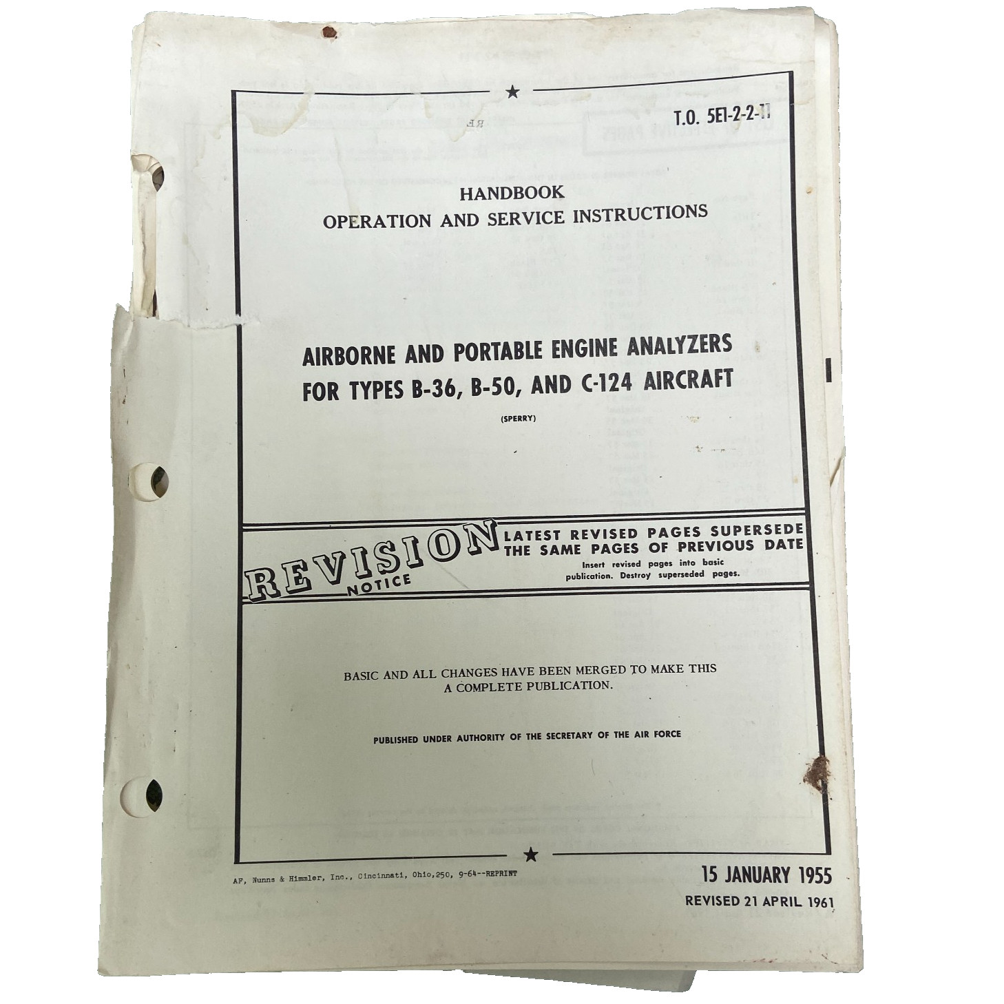 1961 Airborne & Portable Engine Analyzers Book B-36 B-50 C-124 Aircraft Navy