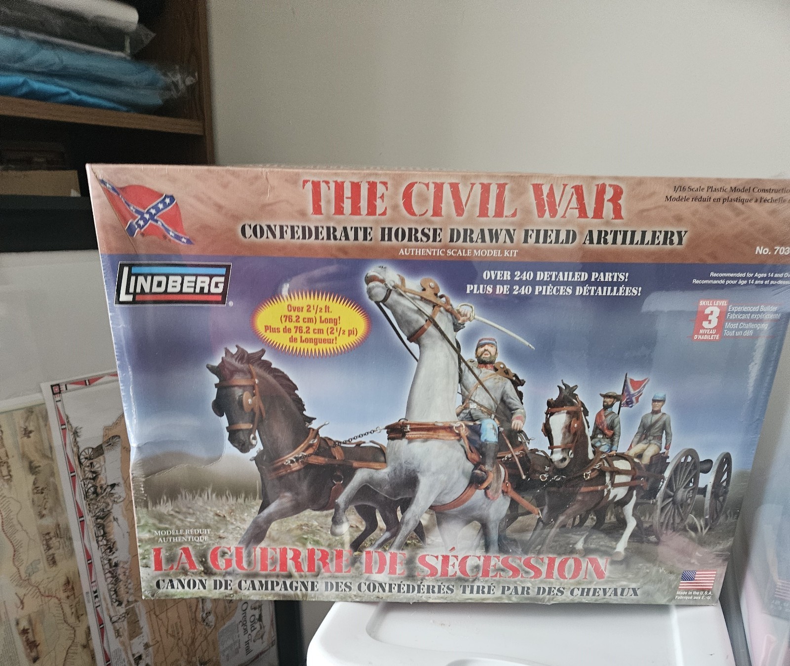 Lindberg Confederate Horse Drawn Field Artillery. Factory sealed. 1:16 scale