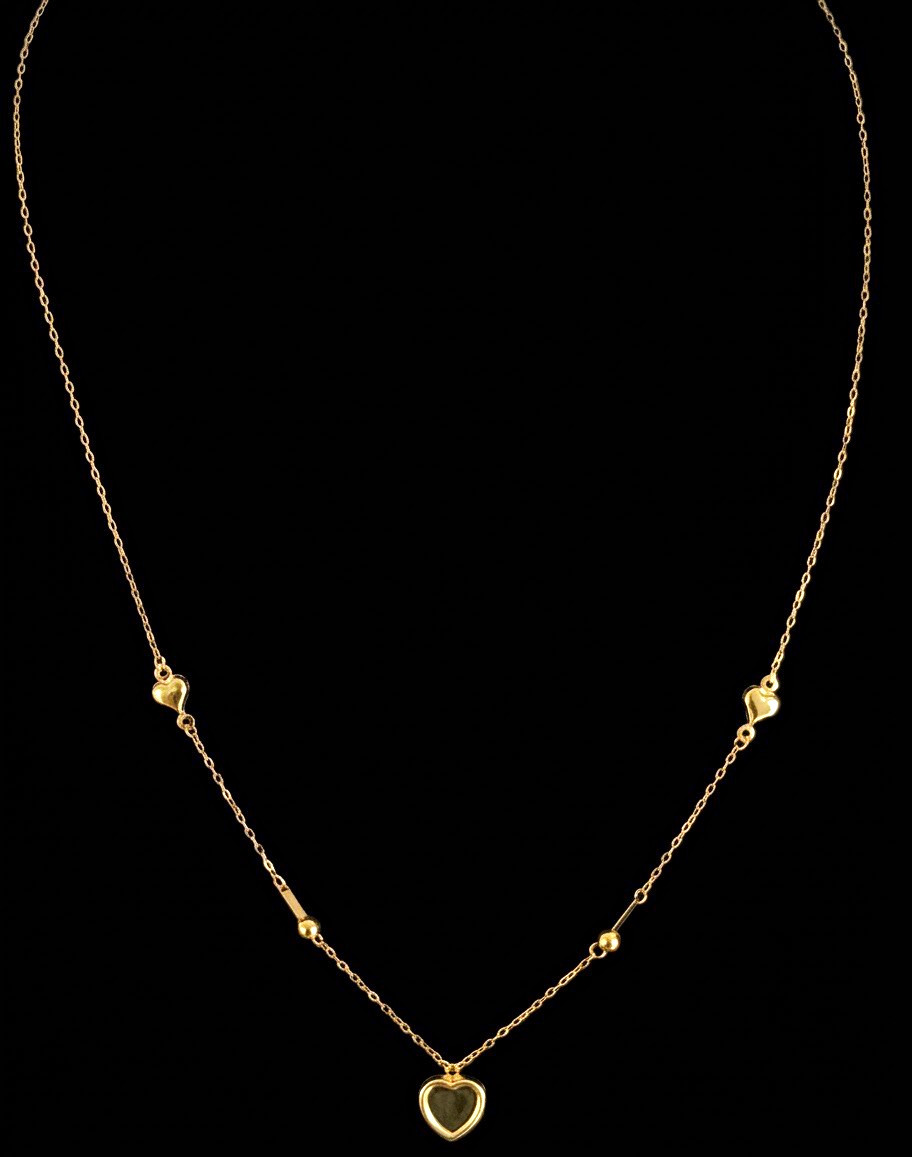 10k real Gold Italy 🇮🇹 Dainty Station Necklace with Heart Charms for women 10k real Gold Italy 🇮🇹 Dainty Station Necklace with Heart Charms for women