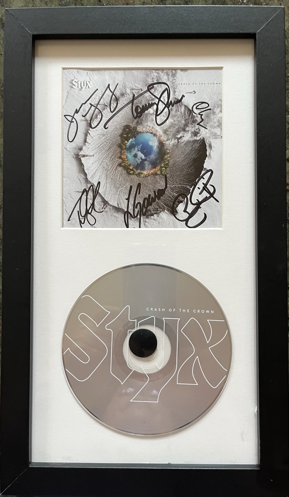 STYX Signed Autograph CRASH OF THE CROWN CD Framed Display Full Band x6