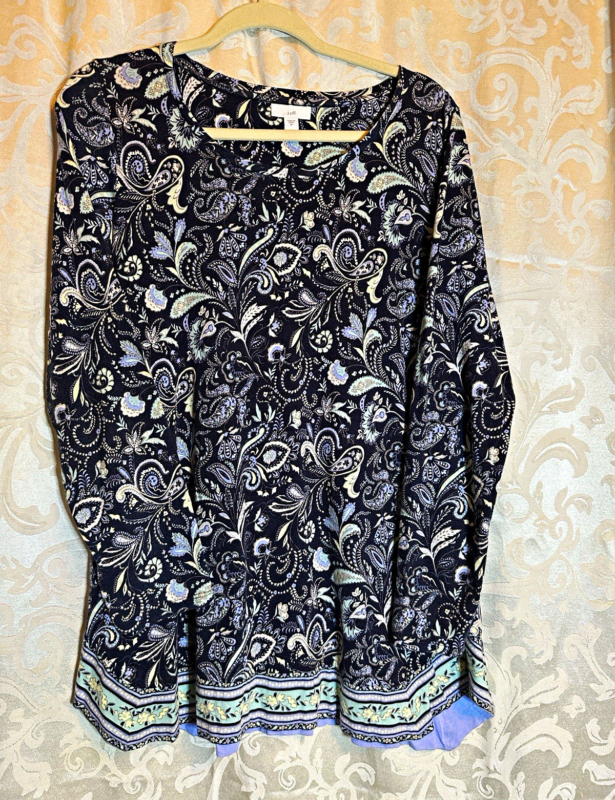 J. Jill Women’s M Blue Green Paisley Long Sleeve Tunic Coastal Grandma J. Jill Women’s M Blue Green Paisley Long Sleeve Tunic Coastal Grandma