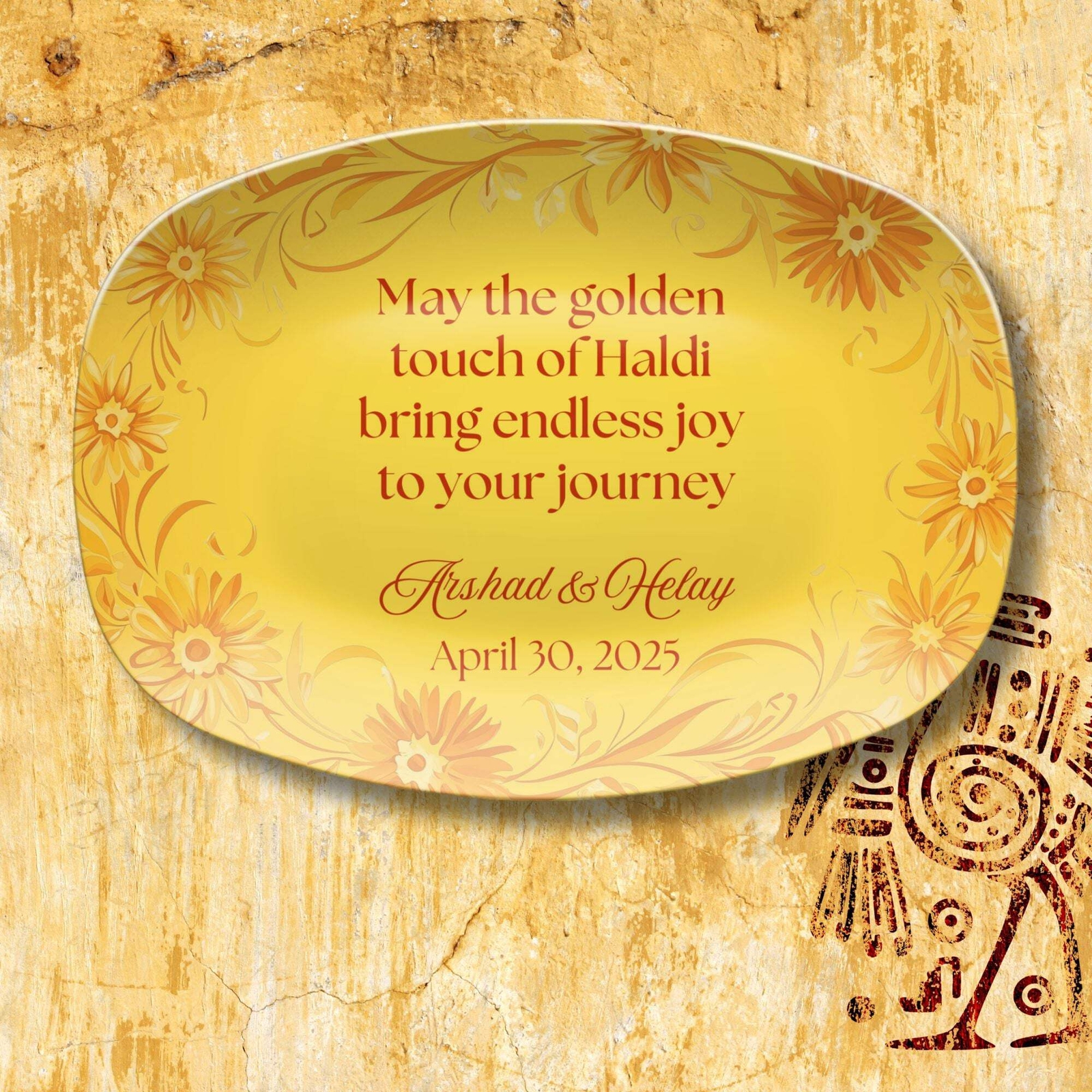 Haldi Decor Personalized Haldi Ceremony Platter – Custom Wedding Ritual Tray – U