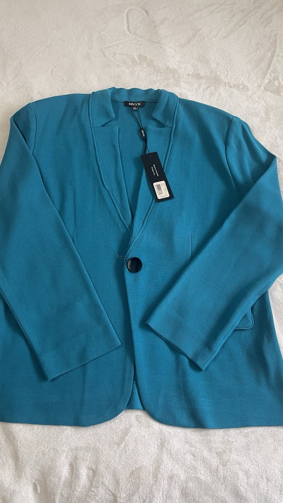 Misook Women\'s Blue Solid Button Blazer Jacket w/ Pockets Long Sleeve Size PXL