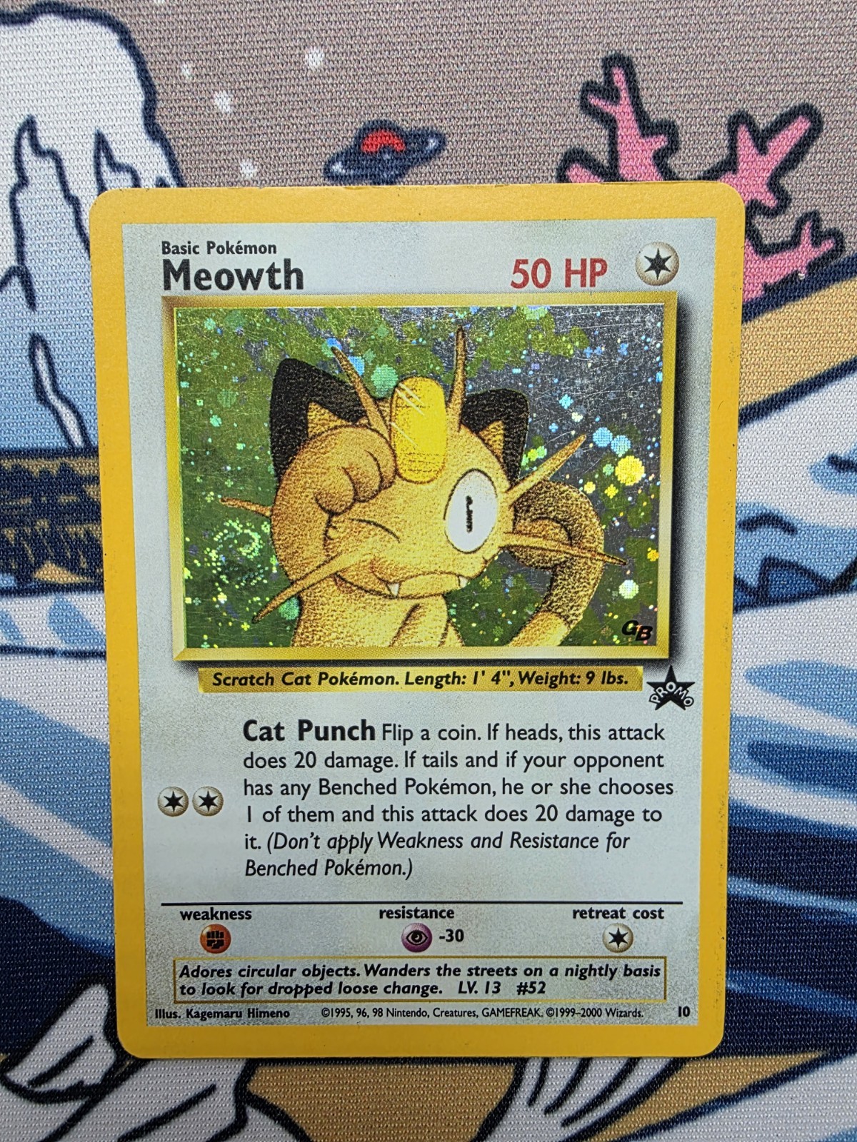 Pokemon Meowth 10/53 Wotc Black Star Promo Holo Swirl