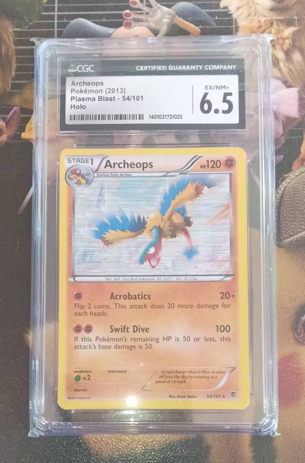 Pokémon Archeops 54/101 Plasma Blast Holo GCG 6.5 EX/NM+ 2013 Graded Rare Card Pokémon Archeops 54/101 Plasma Blast Holo GCG 6.5 EX/NM+ 2013 Graded Rare Card
