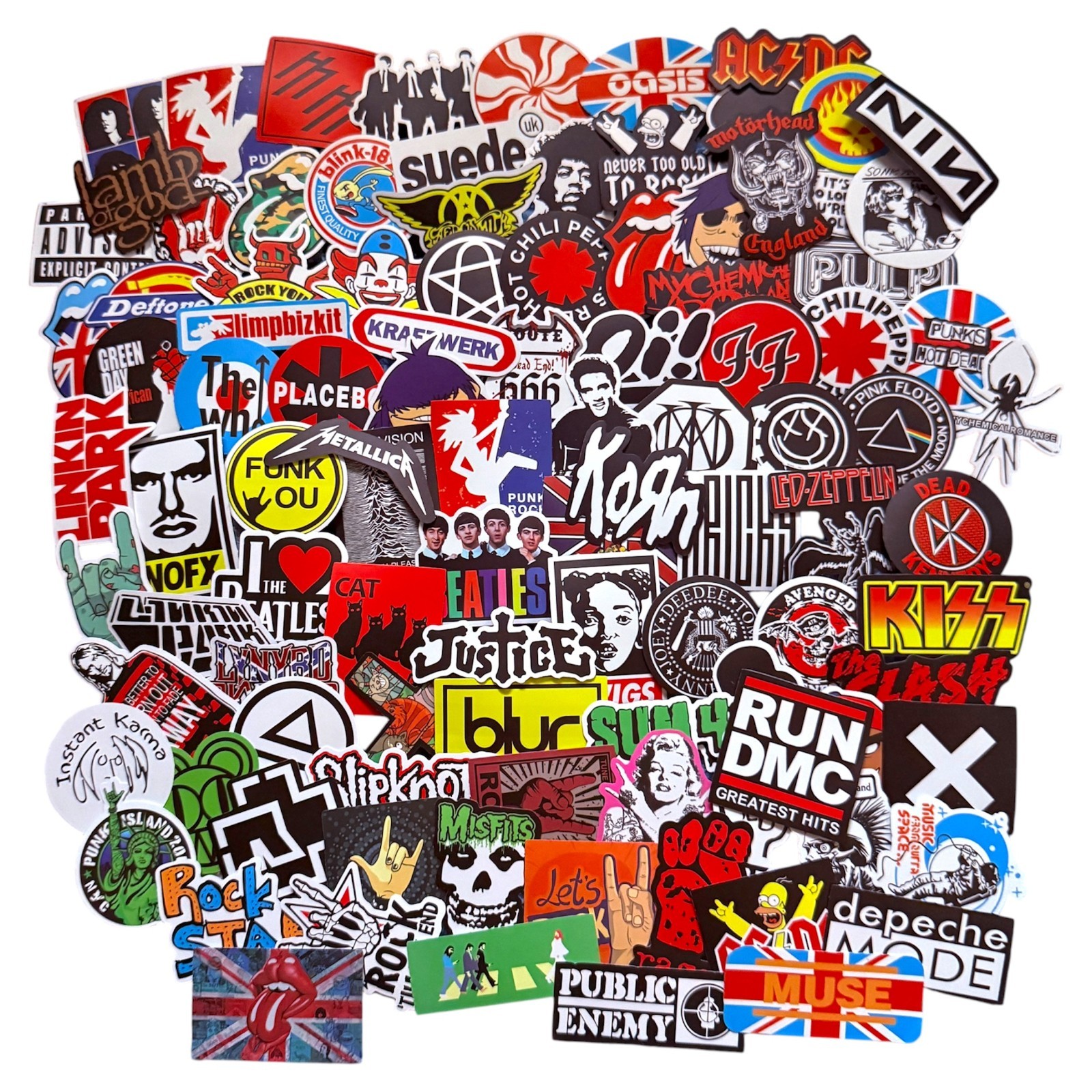 100PCS Rock Band Sticker Lot Vinyl Decal Pack Heavy Metal Punk Rock Music Laptop