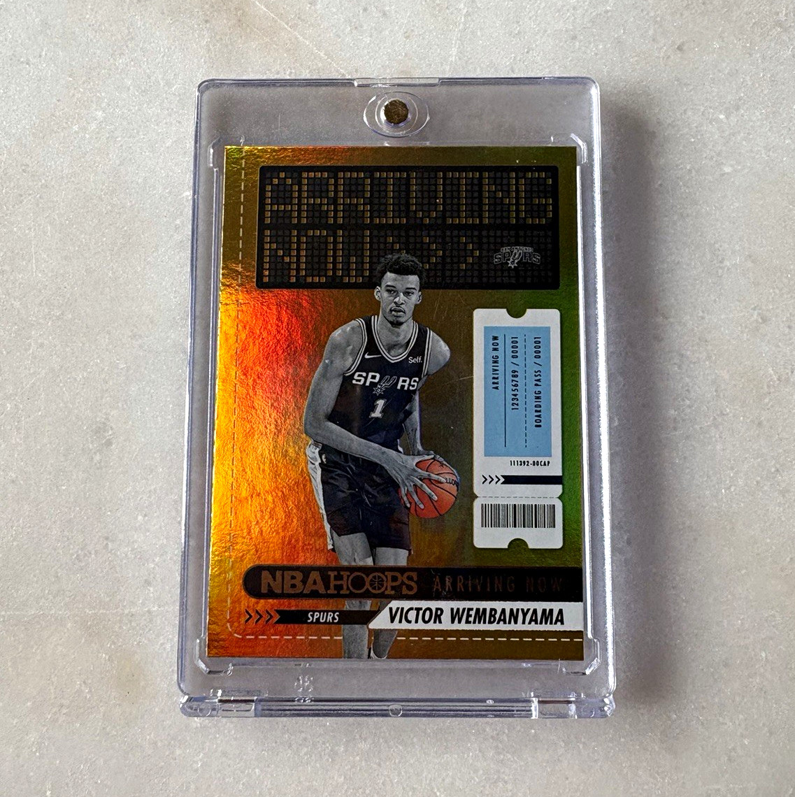 Panini 2023-24 NBA Hoops Victor Wembanyama Arriving Now Holo RC #26