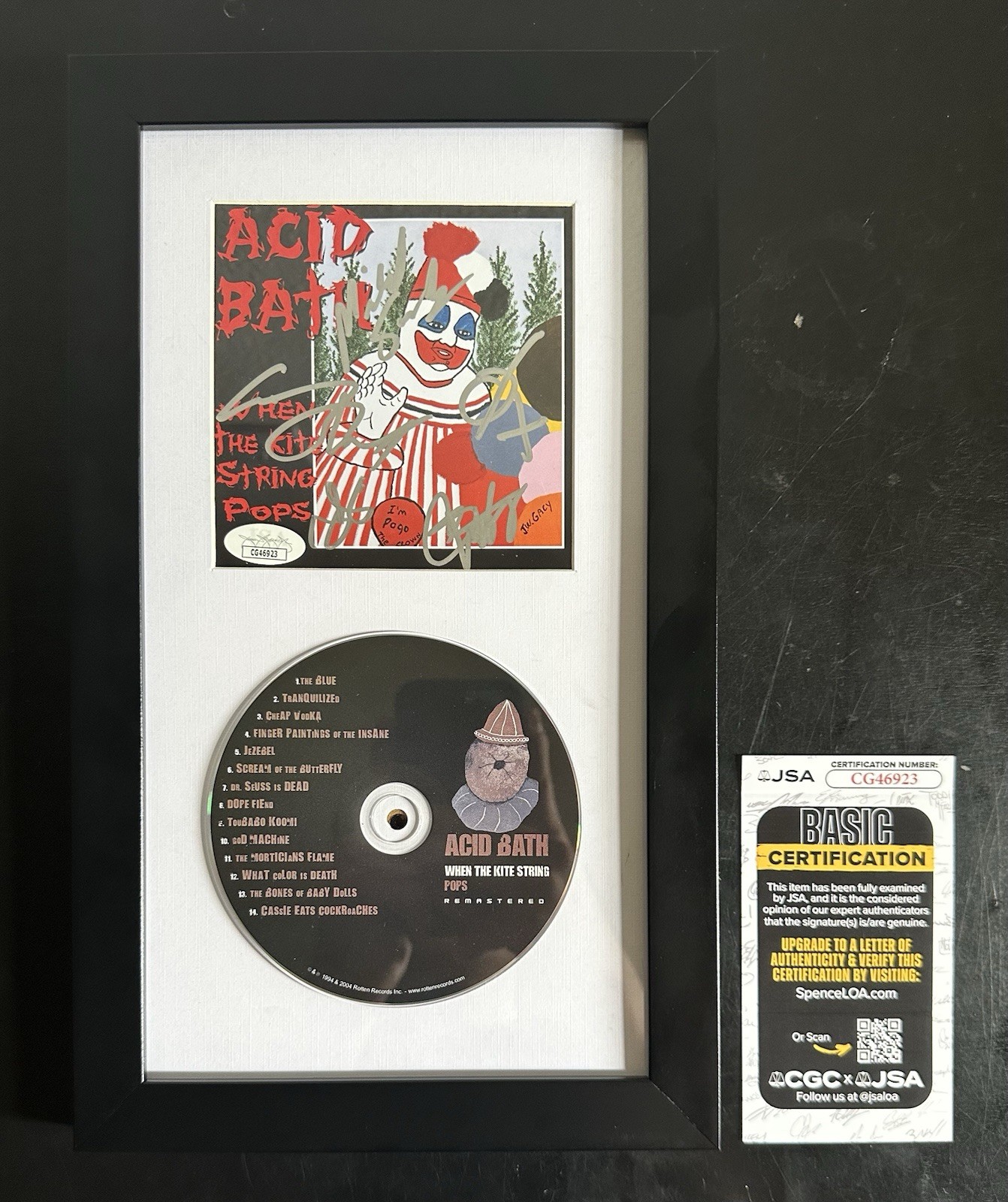 ACID BATH DAX RIGGS+ 4 SIGNED FRAMED CD WHEN THE KITE STRING POPS JSA COA ACID BATH DAX RIGGS+ 4 SIGNED FRAMED CD WHEN THE KITE STRING POPS JSA COA