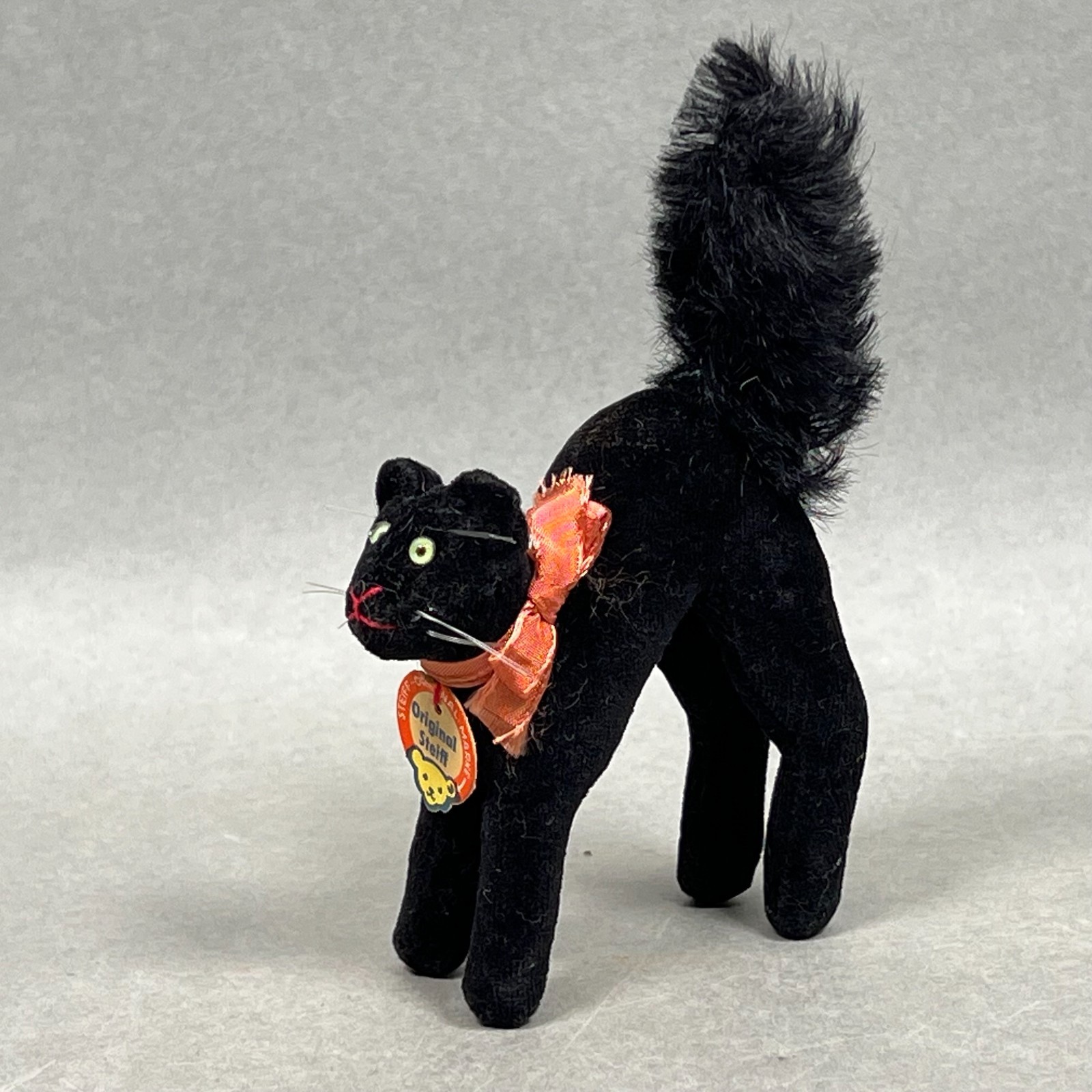 VTG STEIFF ORIGINAL GERMAN BLACK HALLOWEEN Tom Kitten CAT 3” Chest Name Tag/ID