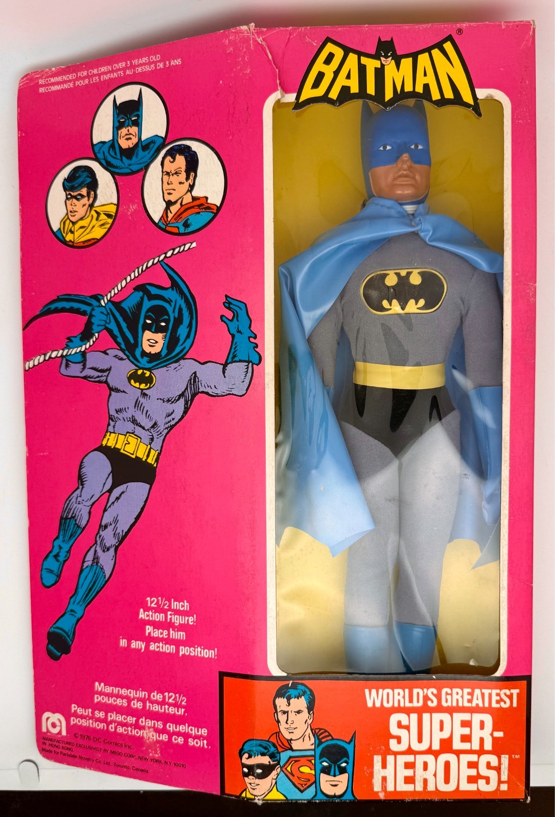 Mego World’s Greatest Superheroes 1976 Batman Figure 12 1/2 inch Original Box