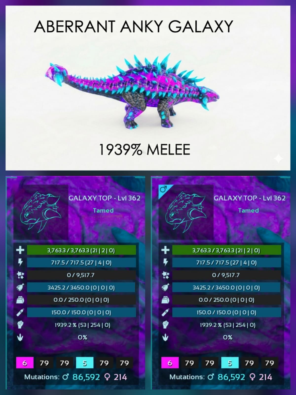 ANKY Aberrant Top Stats BABY PAIR  Ark Survival Ascended Official PVE PC/XBX/PS5