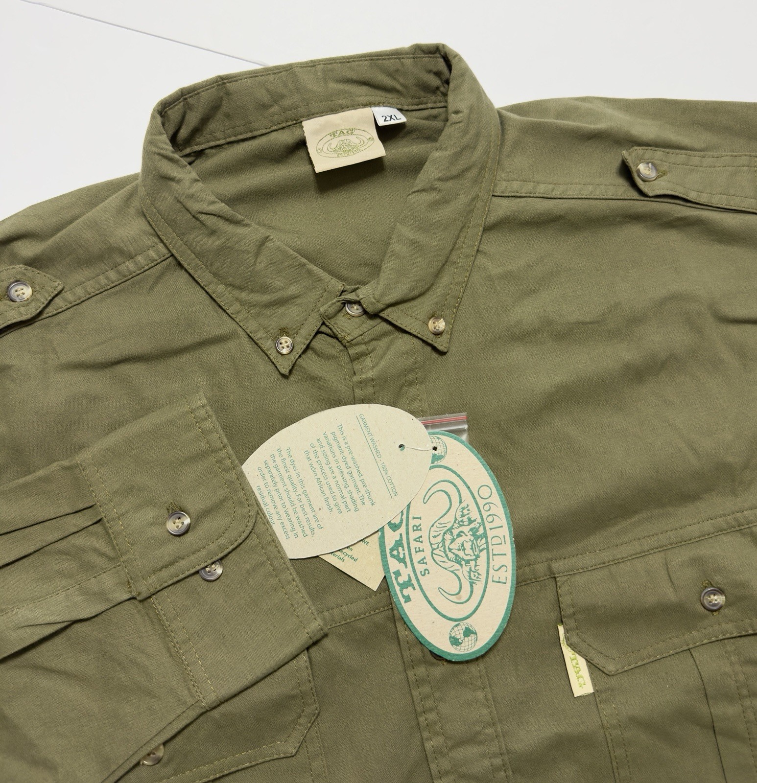 NWT TAG Safari Mens Button Down Trail Shirt Hunting Shooter Fishing 2XL Zimbabwe NWT TAG Safari Mens Button Down Trail Shirt Hunting Shooter Fishing 2XL Zimbabwe