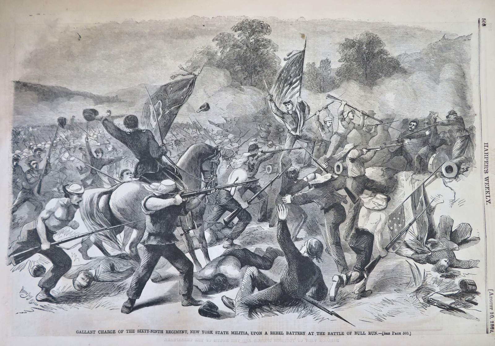 Battle Bull Run Virginia Map Fort Monroe birds-eye view 1861 Harper\'s Civil War