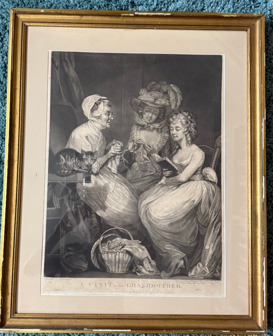 A Visit to the Grandmother Framed Painted 1785 by J. Northcote then engraved