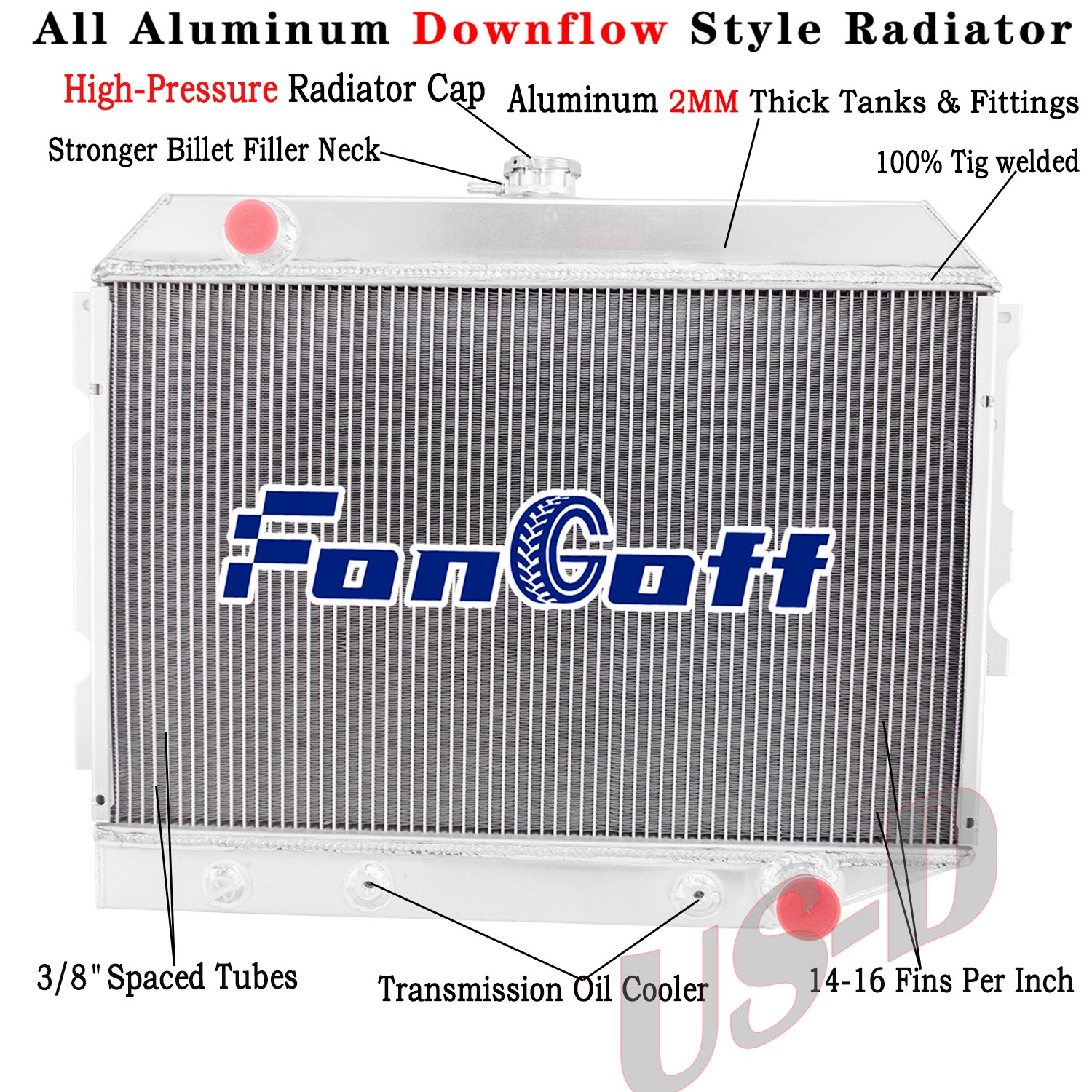 4 Row Aluminum Radiator For 1968-74 1972 Dodge Plymouth Small Block 26