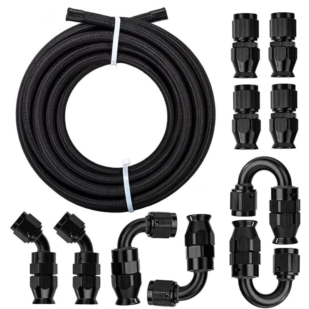 4AN-6AN-8AN-10AN Nylon Braided PTFE Fuel Line 10FT-30FT with 10-20pcs Fittings