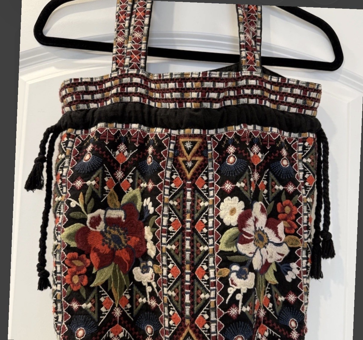 NWOT Johnny Was Completely Embroidered Velvet Tote Shoulder Bag Excellent NWOT Johnny Was Completely Embroidered Velvet Tote Shoulder Bag Excellent