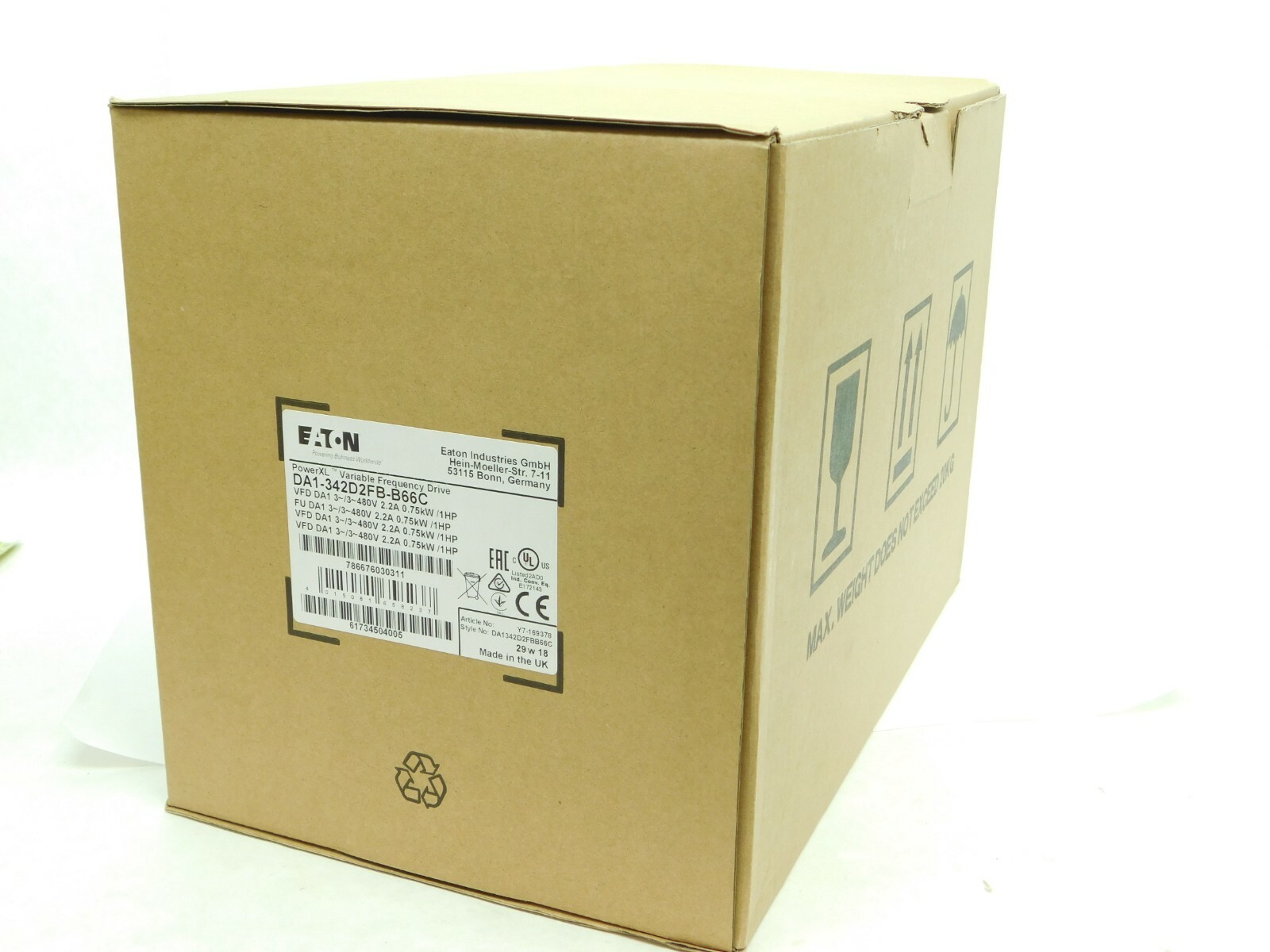EATON PowerXL Variable Frequency Drive DA1-342D2FB-B66C VFD DA1 0.75kW 1HP (VN)