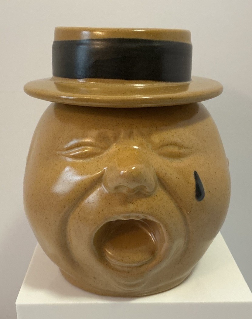 VINTAGE STANGL POTTERY STOBY CRY BABY FACE MUG W/ ASHTRAY HAT #1677 RARE MINT