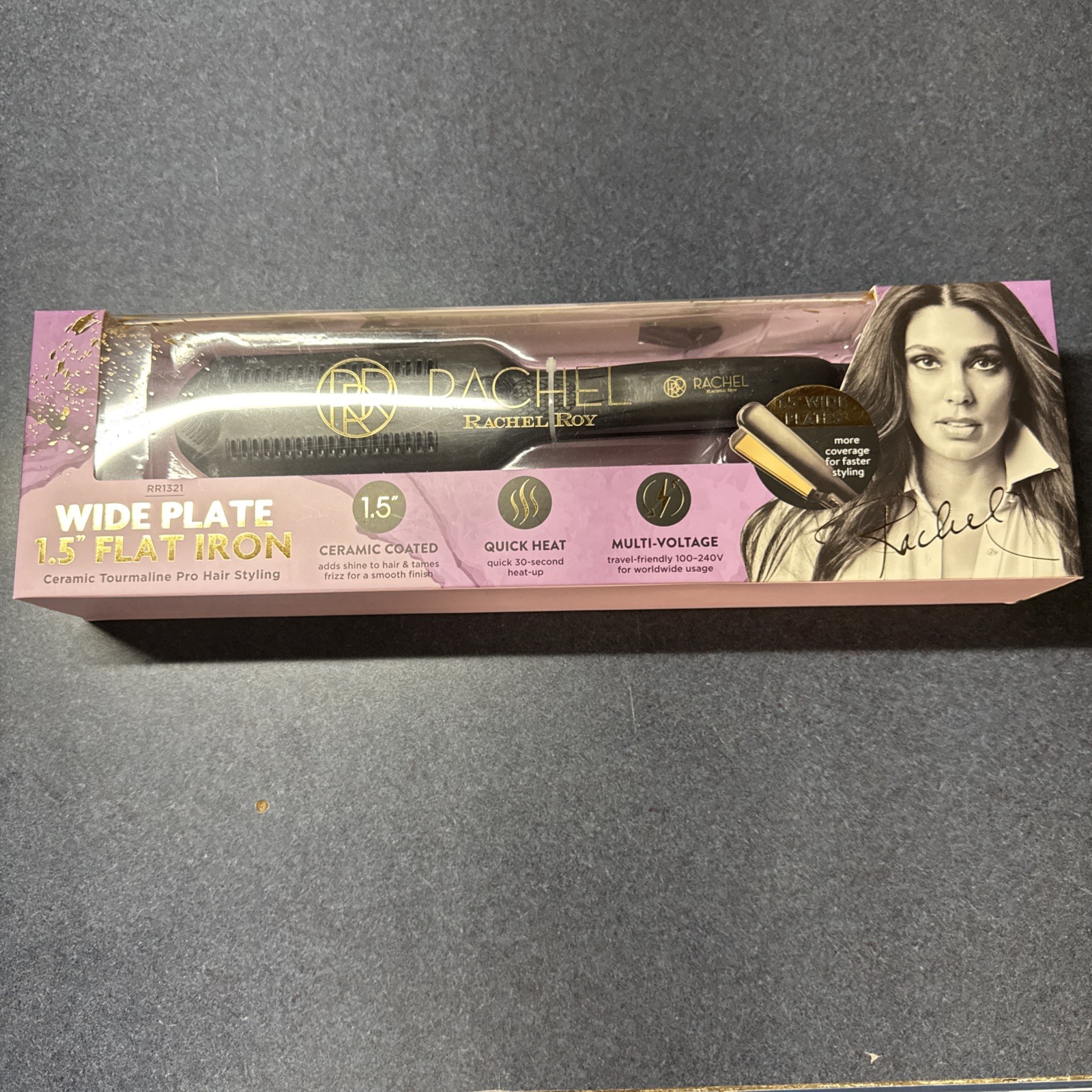 Rachel Roy Wide Plate 1.5” Flat Iron Ceramic Tourmaline New