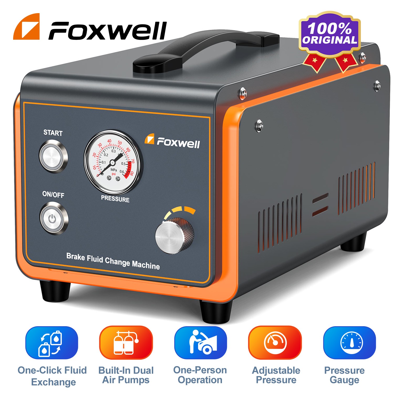FOXWELL Car Automotive Brake Bleeder Vacuum Pump Kit Electric Fluid Oil Exchange