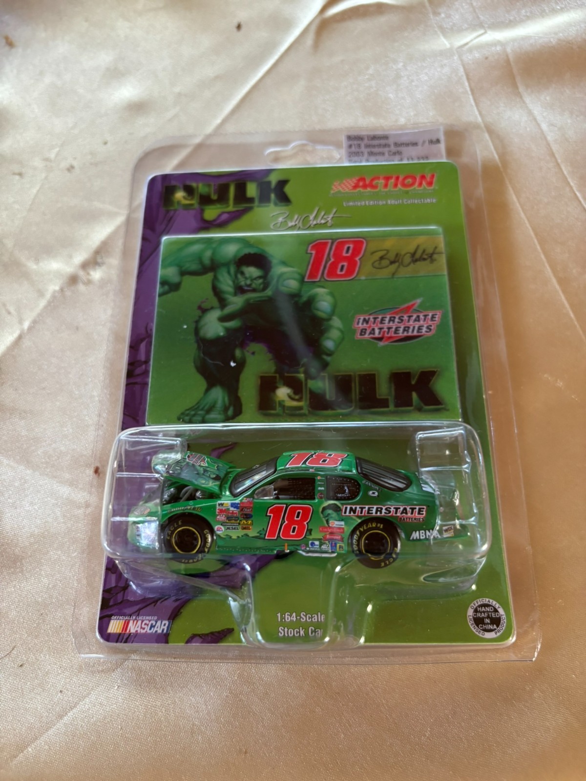 2003 Action Bobby Labonte 18 Hulk Interstate Batteries 1:64 Diecast Sealed Rare 2003 Action Bobby Labonte 18 Hulk Interstate Batteries 1:64 Diecast Sealed Rare