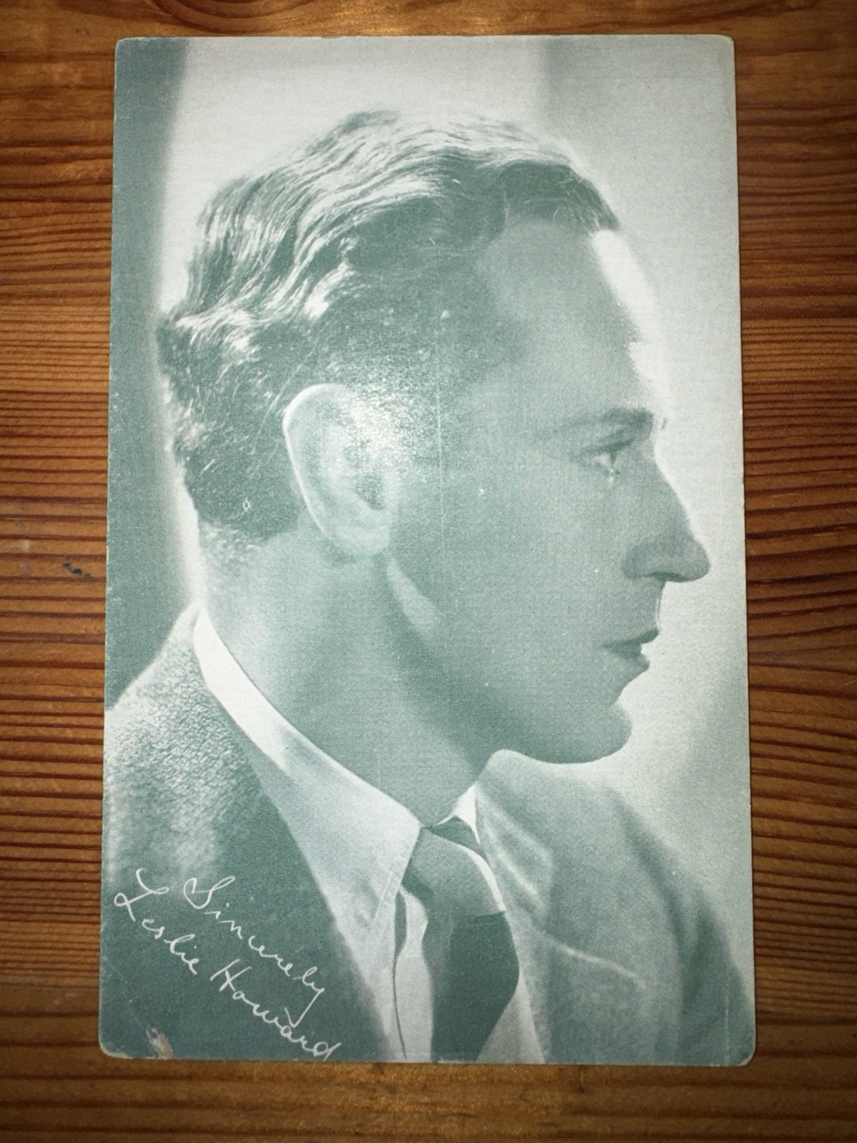 Leslie Howard Exhibit Supply Co Arcade Card Printed Autograph Vintage Actor